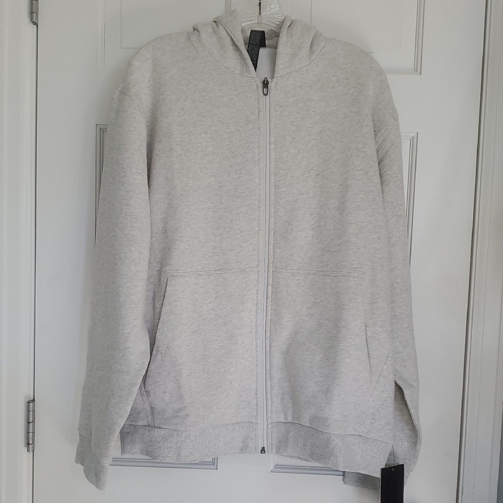 NWT Lululemon Steady State Full Zip-Up Hoodie Heathered Grey/White Xl